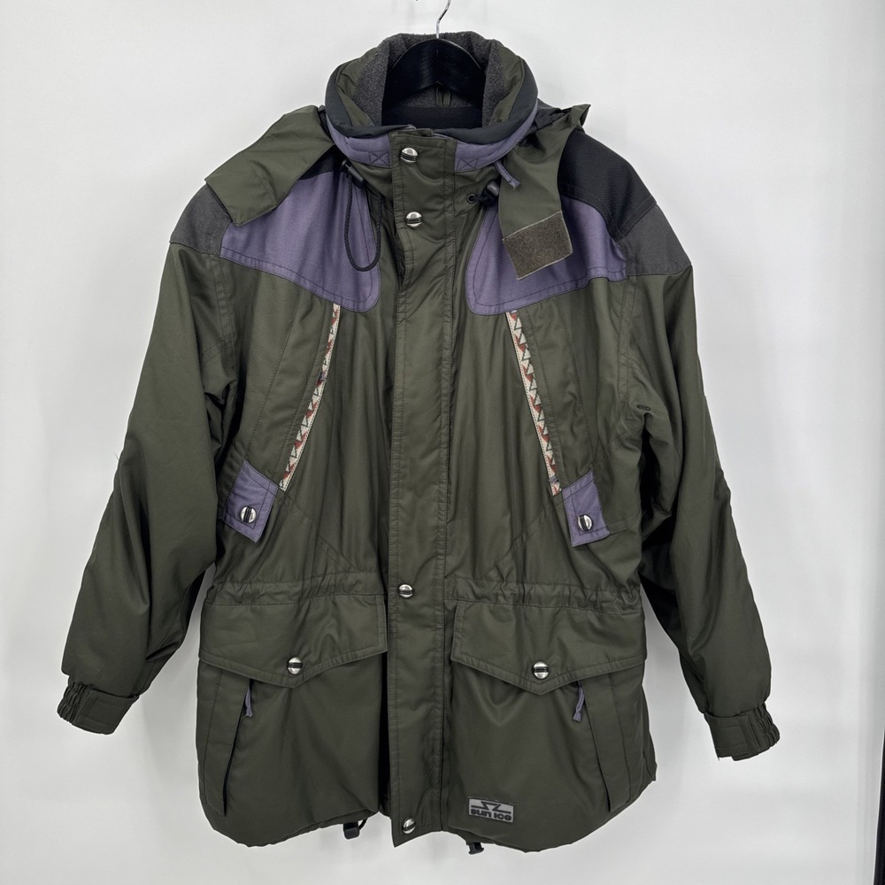VTG Sunice Mens Ski Jacket 90s Size 44/L/XL Green & Purple Thermal Insulated